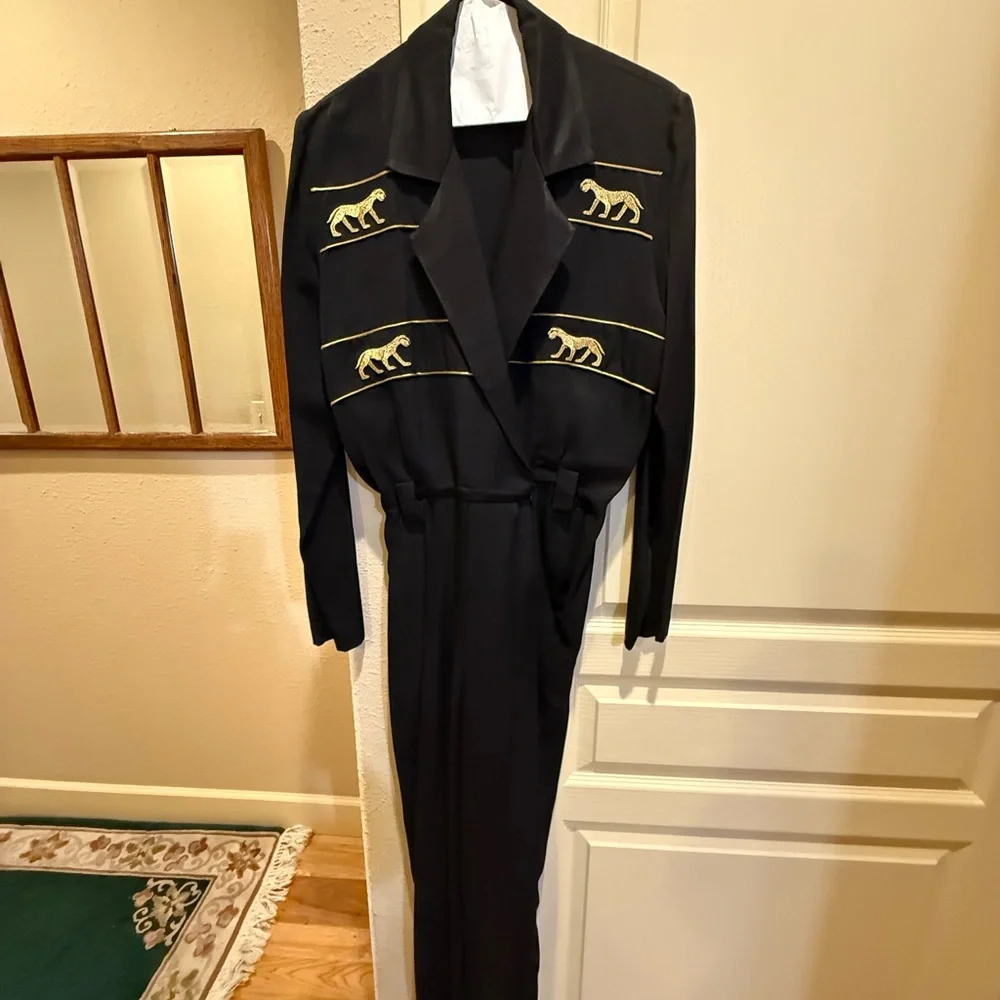 Cache Black Outfit with Gold Panther Detailing size 10 - Picture 1 of 7